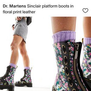 Dr. Martens Floral Sinclair Platform Boots in Black, Purple, Pink, Green, White